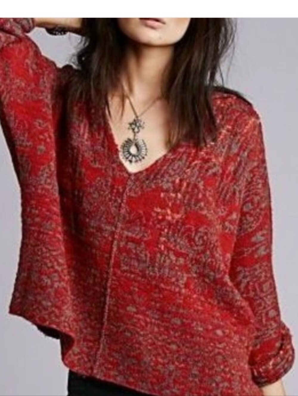 Free People Oversized RAGGY sweater With Hood Size Med